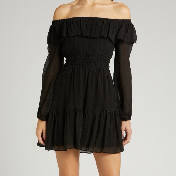 PAIGE Dresses & Skirts - PAIGE Seine Off the Shoulder Black Silk Dress